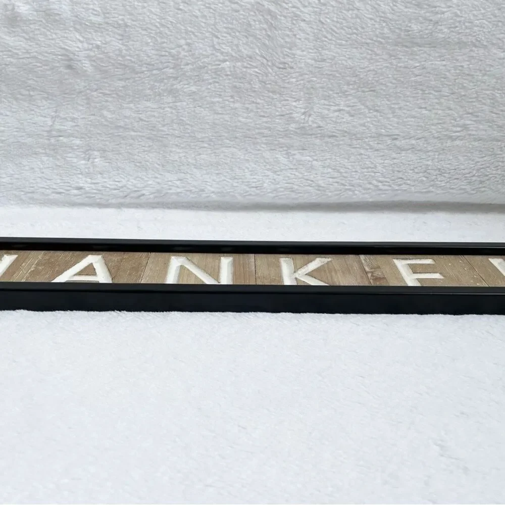Thankful Hanging Sign Wood Letter Block Metal Frame Rustic Home Decor